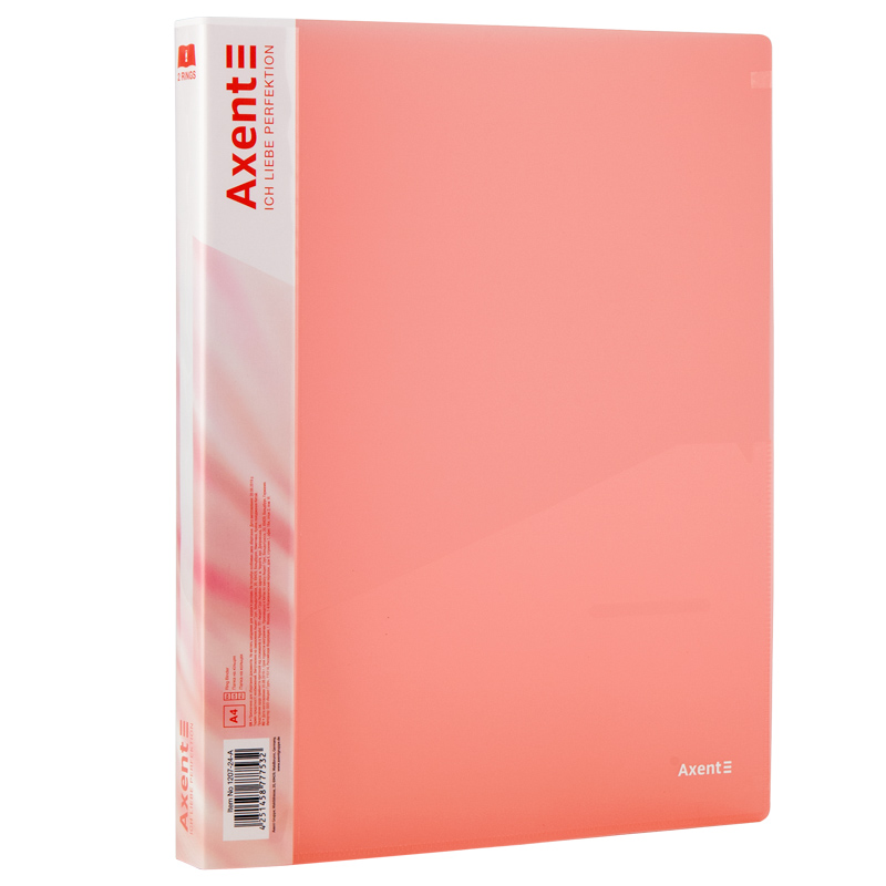 Папка на 2-х кільцях Axent 1207-24-A, А4, 25 мм, прозора рожева